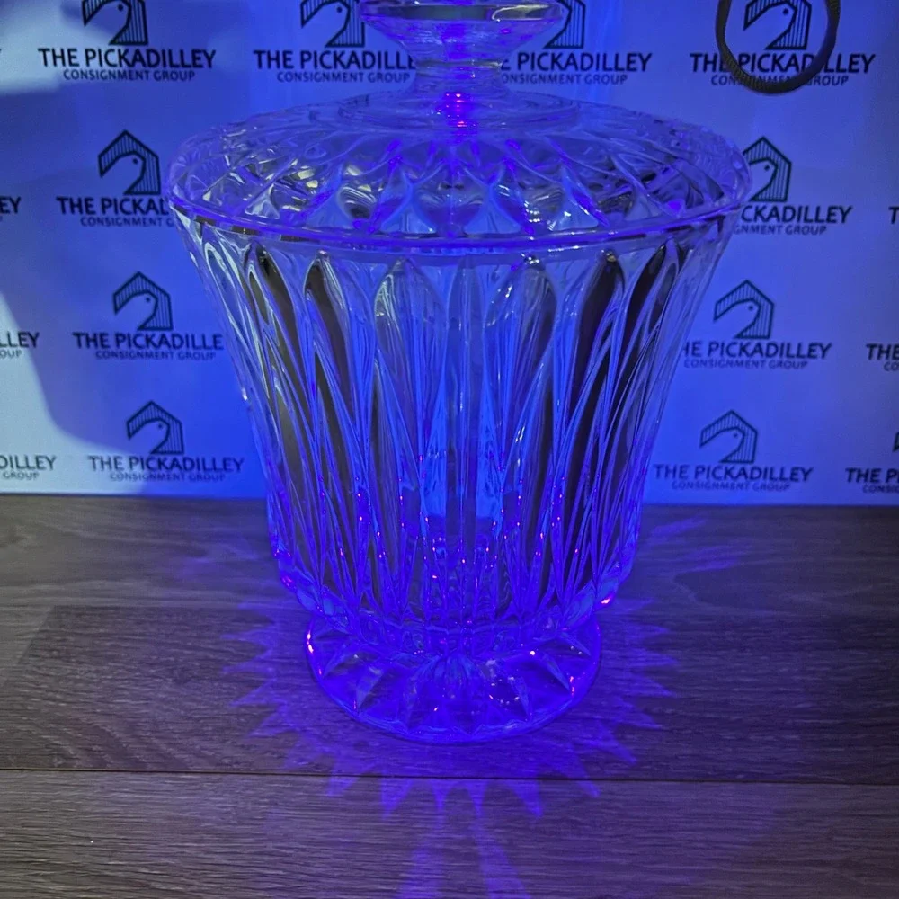 24% Lead Crystal Biscuit Jar W/Lid Ice Bucket By Block 8.5in Tall